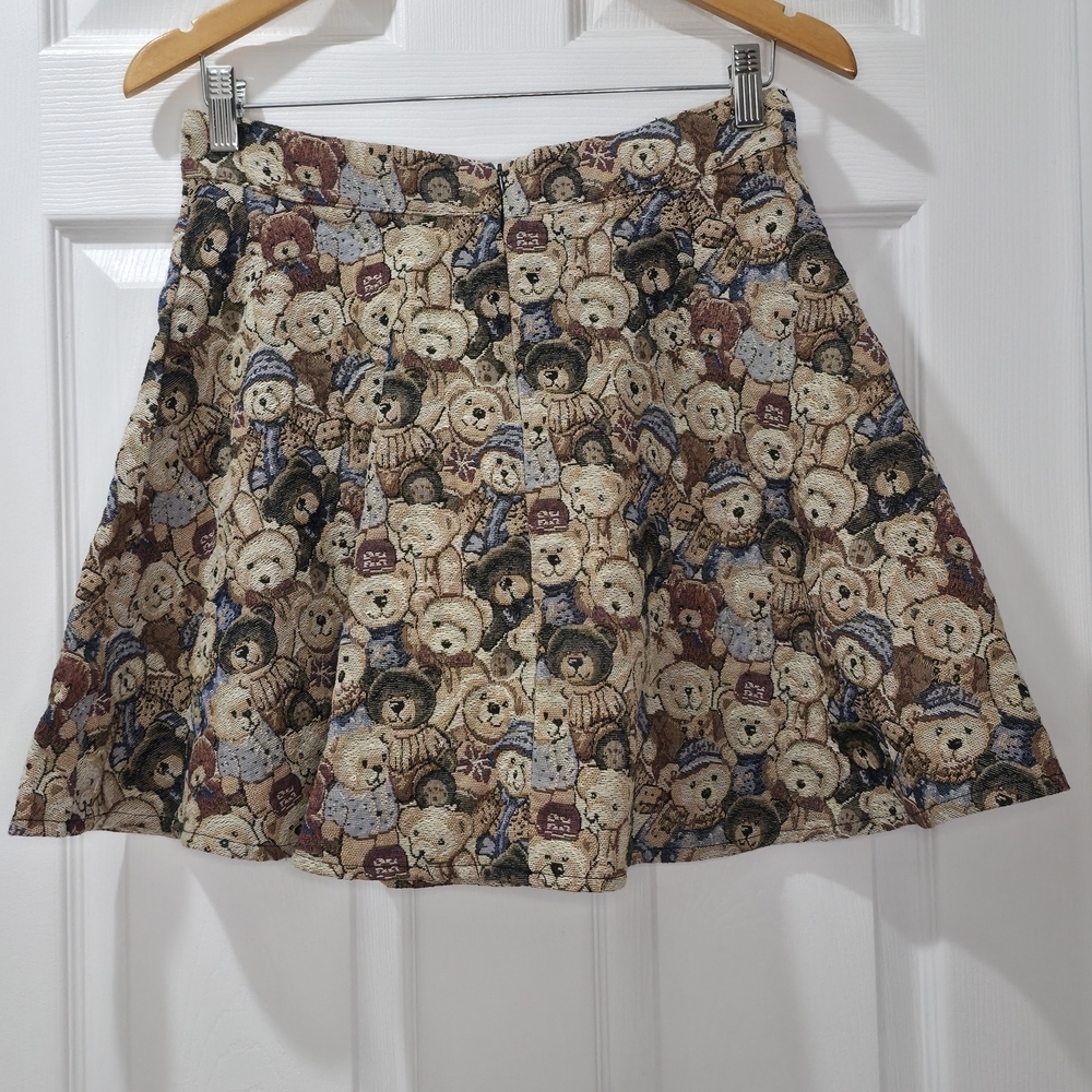 Vtg 90s Y2K Tapestry Teddy Bear Mini Skirt Size M - Picture 4 of 7